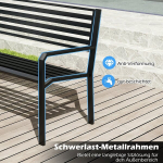 Costway sodo suolas metalinis orui atsparus suoliukas 2 asmenims geležinis suoliukas sodo terasai balkonui 127 x 56 x 82 cm juodas