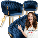Mink&scaron;ta kėdė, Glamour Velour CAPI Braided Navy Blue Gyvenamasis kambarys Valgomasis kambarys
