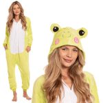 Moteri&scaron;ka Vientisa Pižama Kigurumi Kostiumas Žalios Varlės 155-165 Cm M