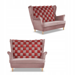 CAROL DUO sofa su atramomis, skandinavi&scaron;ka Family Meble, rožinė ir raudona