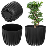 Juodas apvalus vazonas 23,5 cm plastiko