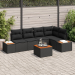 6 dalių sodo sofa rinkinys su pagalvėmis juodos poli ratanos akacijos