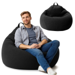 AD.CON pupelių mai&scaron;as su EPS karoliukų užpildu Puff atlo&scaron;o fotelio sėdynės pagalvėlė grindų pagalvėlė pupelių mai&scaron;as 120x120x60cm 350L juodas
