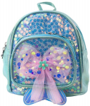 Vaiki&scaron;ka mėlyna kuprinė su pailletėmis ir atsegamu diržu, 20 cm, 3,8 l