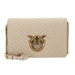 PINKO moteri&scaron;ka bežinė odinė petne&scaron;ų rankinė - Love Click Classic Sheep Nappa Chevron M 309025