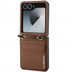 &bdquo;LC.IMEEKE&ldquo; Leather plastikinis dėklas - rudas (Galaxy Flip7)