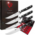 Orient steiko peilių rinkinys &ldquo;Origin&rdquo; serija, 4 dalių, be dantų, voki&scaron;kas X50 Ultra+ plienas, juoda