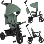 Triratukas vaikams, pasukama sėdynė, tėvų rankena, PU ratai Lionelo Haari 2in1 Green Sage