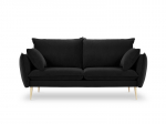 Dvivietė aksominė sofa Milo Casa Elio, juoda/auksinės spalvos