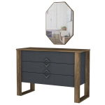 Komodos ir veidrodžio komplektas Kalune Design Bumerang Aynali, rudas/pilkas