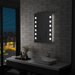 Sieninis vonios kambario veidrodis su LED, 60x80cm,