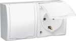Simon Aquarius dvigubas Ip54 atsparus purslams elektros lizdas, baltas