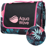 AquaWave Kelioninis pledas/i&scaron;kylos kilimėlis ALADEEN 140x170 cm, sulankstomas į krep&scaron;io formą, juodas/su gėlėmis