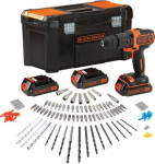 Smūginis suktuvas Black+decker 18v su 3 akumuliatoriais ir 120 priedų