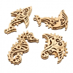 U-Fidgets Pacific Ocean - 4 jūros gyvūnai - mechaniniai modeliai surinkimui - fanera - 33 vnt - Ugearsmodels