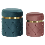 2-ių dalių pufų komplektas DKD Home Decor, mėlynas/rožinis