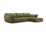 De&scaron;ininė kampinė sofa Vanda, 4 sėdimos vietos, žalia