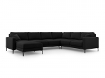 De&scaron;ininė kampinė sofa Venus, 6 sėdimos vietos, juoda
