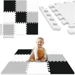 Putų kilimėlis puzzle dėlionė vaikams 4FIZJO 9 vnt. 90x90 cm pilka - edukacinė mata, žaidimų kilimėlis