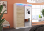Spinta ADRK Furniture su LED ap&scaron;vietimu Jordi 150, smėlio/balta