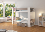 Dviauk&scaron;tė lova ADRK Furniture Garet, 90x200 cm, balta/pilka