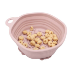 Kelioninis sulankstomas silikoninis lėto valgymo dubenėlis su siurbtukais MD-C003 rožinis