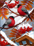 Artibalta Deimantinės mozaikos rinkinys. "Bullfinches" 30x40 cm AM1893