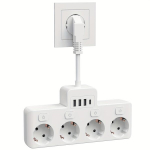4 lizdų ir 4 USB prailgintuvas
