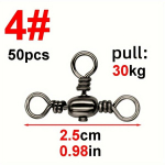 Žvejybos suktukai 3 krypčių, 50 vnt., 2.5 cm, 30 kg, 4#