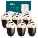 Termo stiklinių rinkinys kavai arbatai su dvigubu dugnu, 6 vnt., 350 ml.