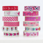 Washi lipnios juostos rinkinys 12 vnt., rožinės spalvos &scaron;irdelių rinkinys