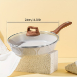 Nelipni plok&scaron;čiadugnė keptuvė dujinei viryklei, French Elegant White Pastorintas 28cm + grūdintas dangtelis