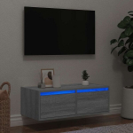 Televizoriaus spintelė su led, pilka ąžuolo, 75x35,5x25 cm