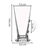 Stiklinės lattei, desertai su rankena Springos HA7496 280 ml rinkinys 6 vnt.