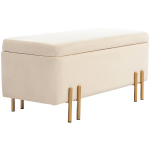 Sėdimoji sofa su daiktų laikymo vieta, skrynia, putplastis, metalas, kaučiuko medis, 100 x 40 x 42 cm, smėlio spalvos, Smėlio spalvos