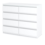 Balta komoda su stalčiais Rtv spintelė 120CM 8S Modernūs svetainės baldai