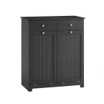 SoBuy Vonios Spintelė BZR33-II-SCH Juoda 78x38x90cm MDF 2 stalčiai 2 krep&scaron;iai