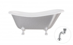 Vonia Besco Otylia Glam 170, Silver+Chrome, su sifonu Klik-klak Chrome
