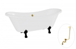Vonia Besco Amelia 190, White+Black, su sifonu su persipylimu Klik-klak Gold