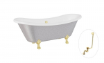 Vonia Besco Amelia Glam 190, Silver+Gold, su sifonu su persipylimu Klik-klak Gold