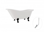 Vonia Besco Otylia 170, White+Black, su sifonu su persipylimu Klik-klak Chrome