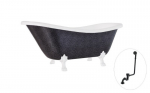 Vonia Besco Otylia Glam 160, Graphite+White, su sifonu su persipylimu Klik-klak Black