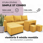 Kampinis i&scaron;skleidžiamas sofos su staliuku ir pufais St Combo, Podrez, Geltona