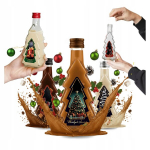5x Kalėdinės "eglutės" buteliukai 250ml su etiketėmis ir kam&scaron;teliais