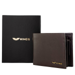 Prabangus WINGS vyrų rudas odinis piniginis su RFID apsauga, 13x10x3 cm, 100% natūrali oda, eleganti&scaron;ka dovana jam