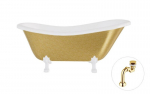 Vonia Besco Otylia Glam 170, Gold+White, su sifonu Klik-klak Gold