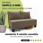 Dvivietis i&scaron;skleidžiamas sofos Simple X Mini, Podrez, smėlio spalvos