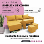 Kampinis i&scaron;skleidžiamas sofos su staliuku ir pufais St Combo, Podrez, Geltona