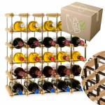 Modernus vyno stovas 25 buteliams, metalas ir mediena