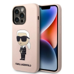 Karl Lagerfeld silikoninis Ikonik MagSafe dėklas iPhone 14 Pro Max - rožinis